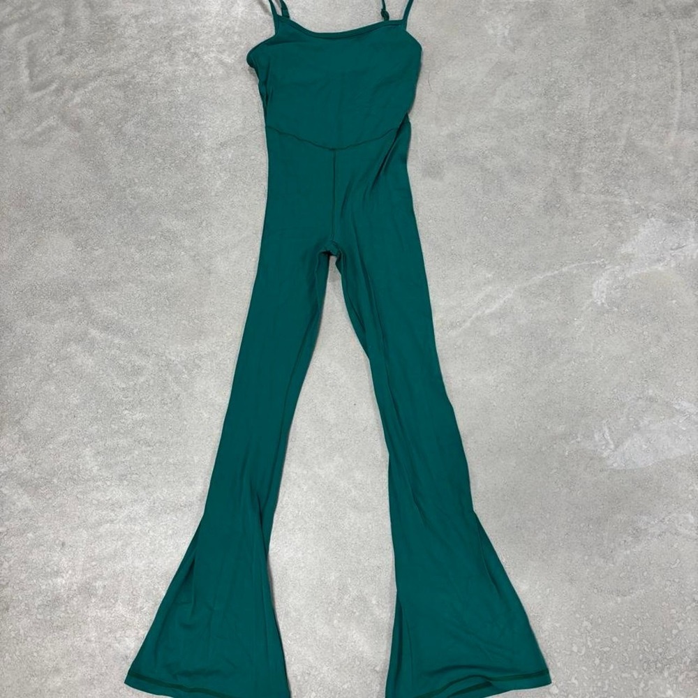 OFFLINE by Aerie Green Flared Jumpsuit Size S/P Spaghetti Strap Y2K